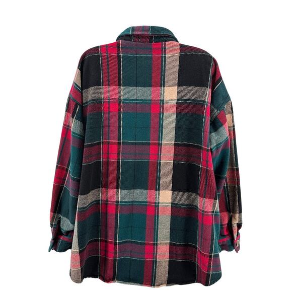 Maurices Flannel Shacket WMNS XXL Green Red Plaid Button Up Heavy Cotton Pockets - Picture 5 of 8